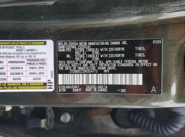 2T2GGCEZ2RC054773 2024 LEXUS NX Green ძრავის განყოფილების ხედი
