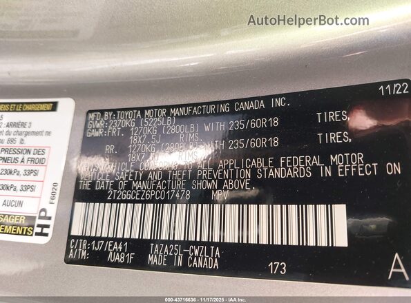 2T2GGCEZ6PC017478 2023 LEXUS NX 350 Silver Engine compartment view