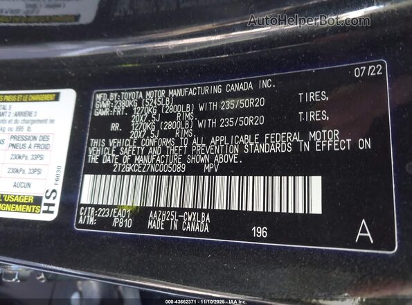 2T2GKCEZ7NC005089 2022 LEXUS NX 350H Черный Вид подкапотного пространства