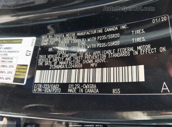 2T2HGMDA1LC048668 2020 LEXUS RX 450H Черный Вид подкапотного пространства