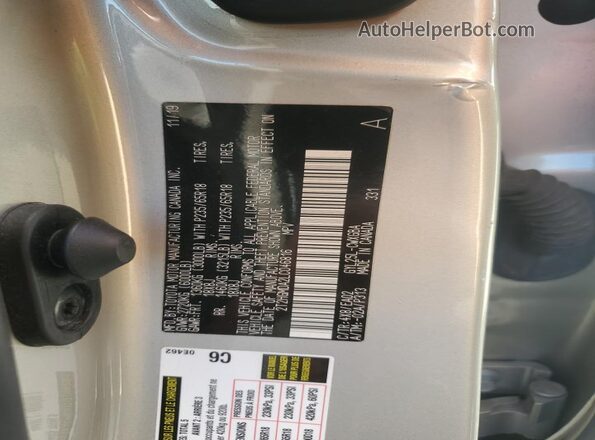 2T2HGMDA2LC046816 2020 LEXUS RX Gold Widok naklejki z numerem VIN