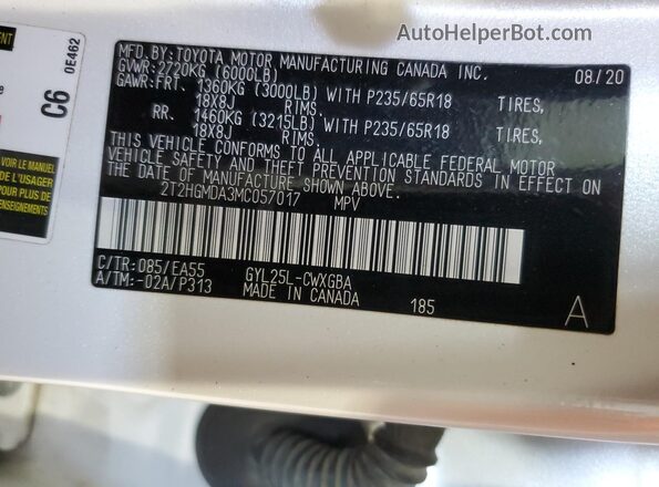 2T2HGMDA3MC057017 2021 LEXUS RX White Widok wnętrza 360 stopni