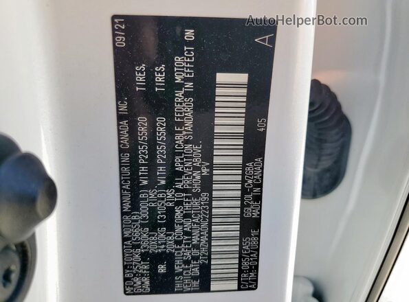 2T2HZMAA0NC223199 2022 LEXUS RX White Widok wnętrza 360 stopni