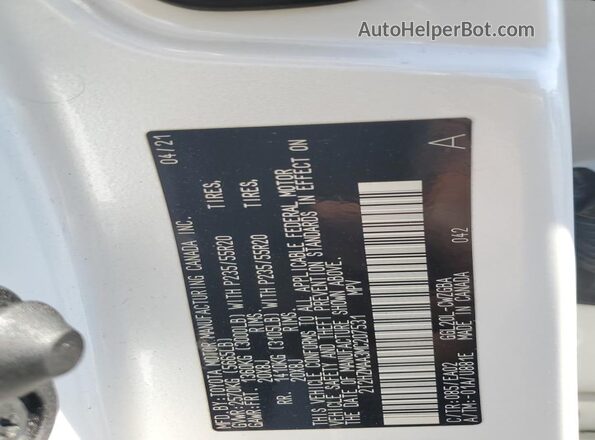 2T2HZMAA3MC207531 2021 LEXUS RX White Вид наклейки з VIN-кодом
