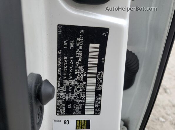 2T2HZMDA1LC225746 2020 LEXUS RX White 360 interior view