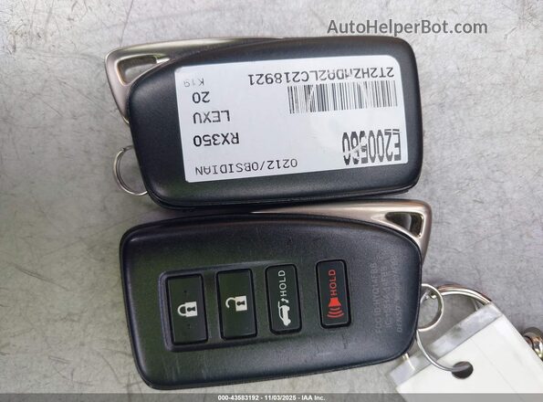 2T2HZMDA2LC218921 2020 LEXUS RX 350 Черный Вид панели приборов