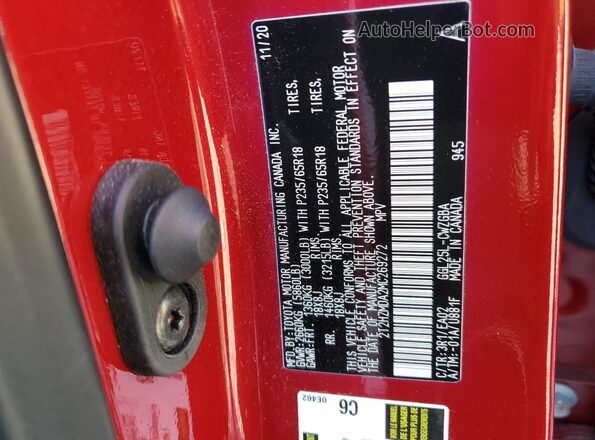 2T2HZMDA2MC269272 2021 LEXUS RX Burgundy Вид наклейки з VIN-кодом
