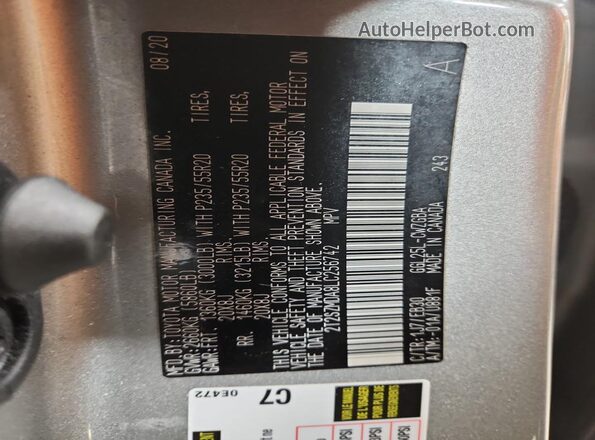 2T2SZMDA8LC256742 2020 LEXUS RX Silver Vista interior de 360 grados