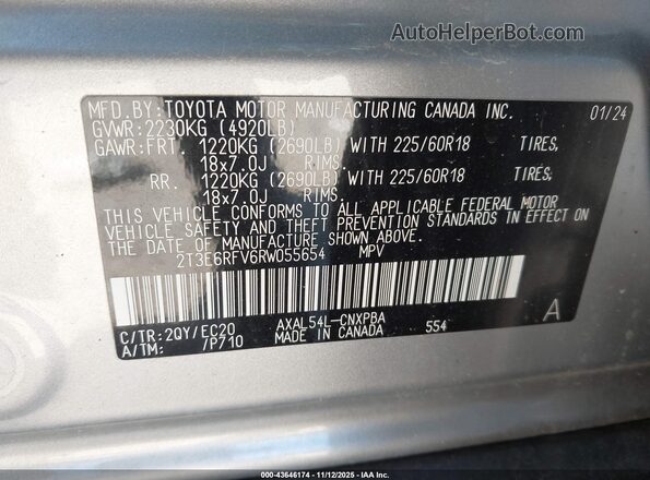2T3E6RFV6RW055654 2024 TOYOTA RAV4 HYBRID Белый Вид подкапотного пространства
