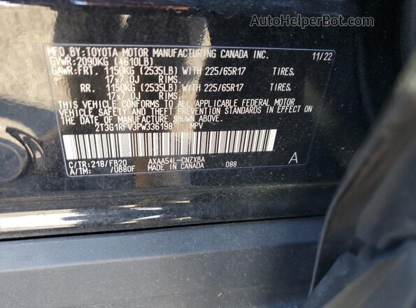 2T3G1RFV3PW336198 2023 TOYOTA LE Black ძრავის განყოფილების ხედი