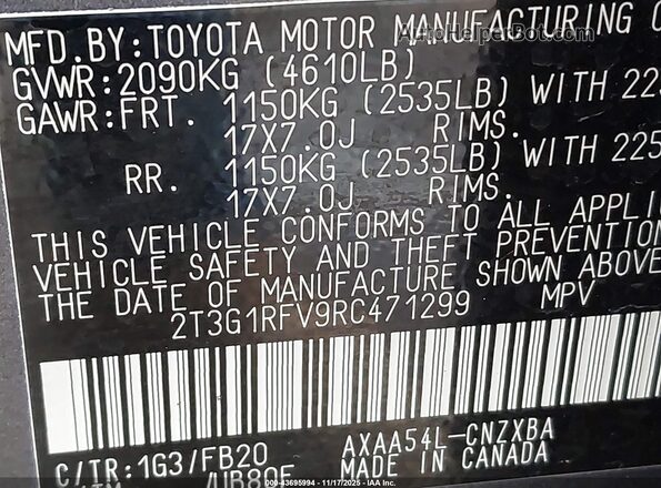 2T3G1RFV9RC471299 2024 TOYOTA LE Gray Вид підкапотного простору