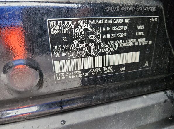 2T3J1RFV0LC072830 2020 TOYOTA RAV4 Black სალონის 360-გრადუსიანი ხედი