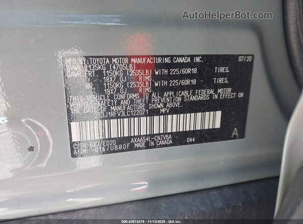 2T3J1RFV3LC122071 2020 TOYOTA RAV4 Green Engine compartment view