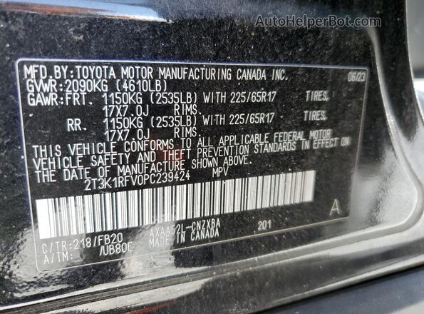 2T3K1RFV0PC239424 2023 TOYOTA LE Black Vista interior de 360 grados