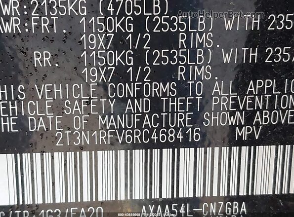 2T3N1RFV6RC468416 2024 TOYOTA LIMITED Gray Widok komory silnika