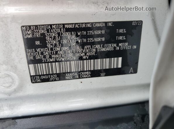 2T3UWRFV6PW154578 2023 TOYOTA RAV4 White Engine compartment view
