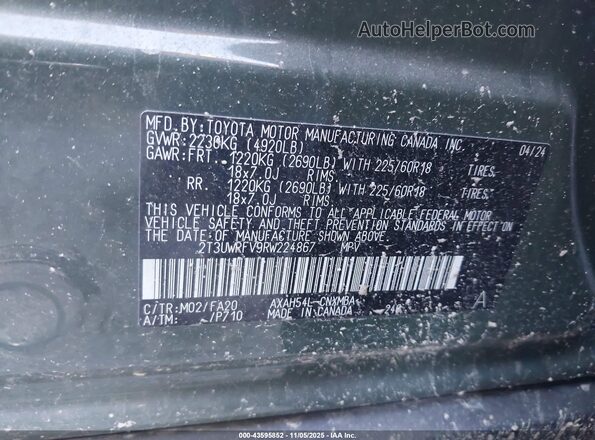 2T3UWRFV9RW224867 2024 TOYOTA RAV4 HYBRID Green Вид підкапотного простору