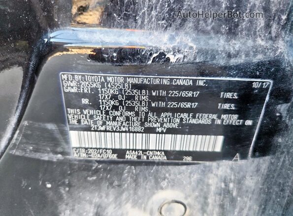 2T3WFREV3JW416882 2018 TOYOTA RAV4 Black Widok naklejki z numerem VIN