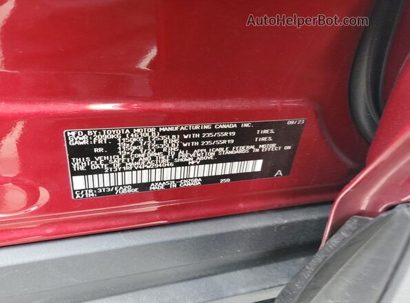 2T3Y1RFV4PW294046 2023 TOYOTA LIMITED Burgundy Vista del compartimento del motor