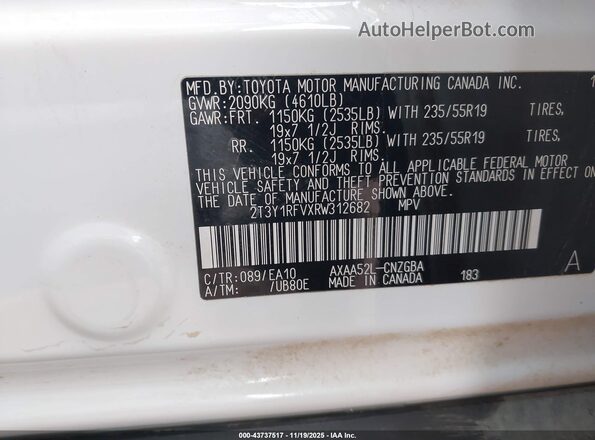 2T3Y1RFVXRW312682 2024 TOYOTA LIMITED White Widok komory silnika
