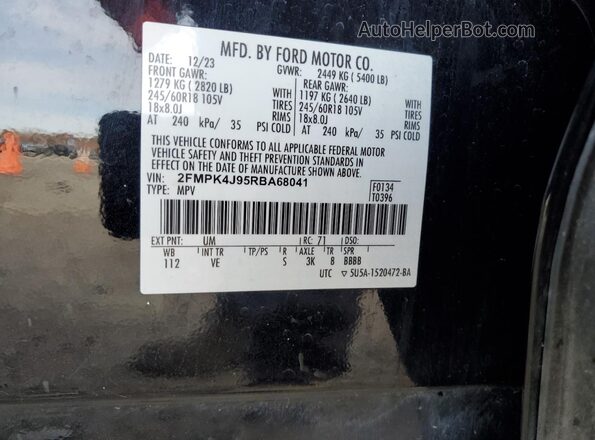 2FMPK4J95RBA68041 2024 FORD EDGE Black Widok wnętrza 360 stopni