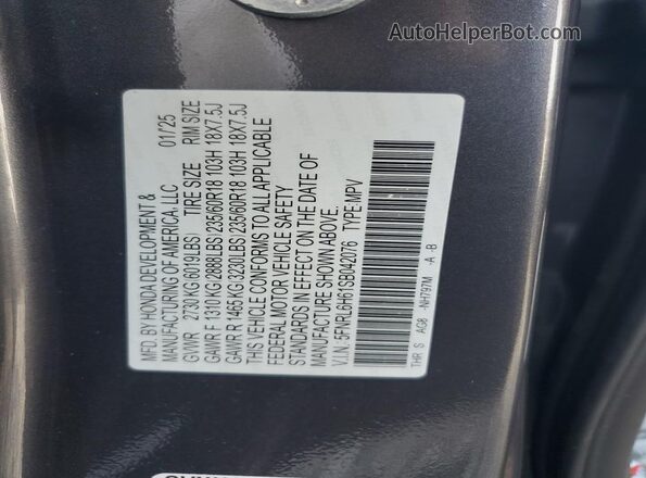 5FNRL6H61SB042076 2025 HONDA ODYSSEY Gray 