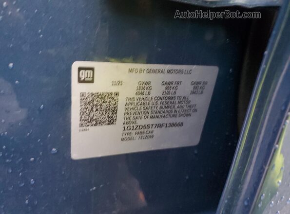 1G1ZD5ST7RF138668 2024 CHEVROLET MALIBU Blue Widok wnętrza 360 stopni