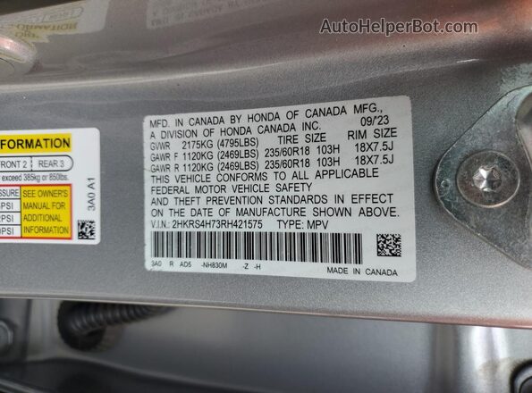 2HKRS4H73RH421575 2024 HONDA CRV Silver 