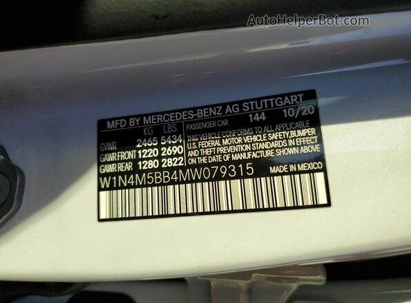 W1N4M5BB4MW079315 2021 MERCEDES-BENZ GLB-CLASS White 