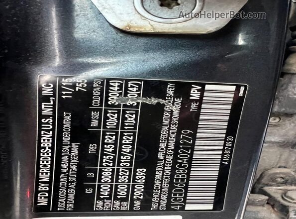 4JGED6EB8GA021279 2016 MERCEDES-BENZ GLE-CLASS Серый 