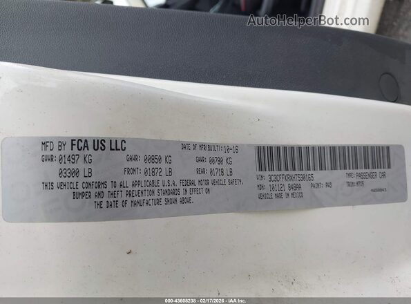 3C3CFFKRXHT530165 2017 FIAT 500 White Շարժիչի բաժամունքի տեսք