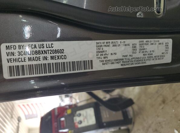 3C4NJDBBXNT208602 2022 JEEP COMPASS Gray VIN sticker view