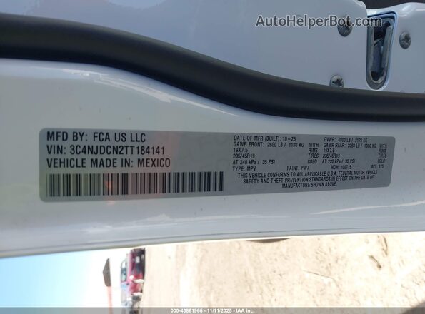 3C4NJDCN2TT184141 2026 JEEP COMPASS White Вид підкапотного простору