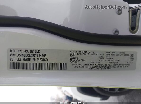 3C4NJDCN3RT114298 2024 JEEP COMPASS White Widok komory silnika