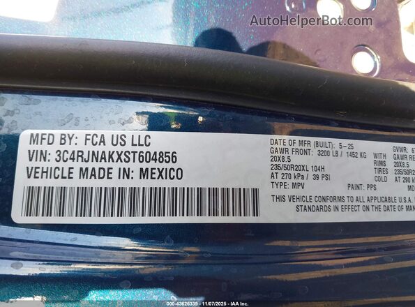 3C4RJNAKXST604856 2025 JEEP WAGONEER S Blue 