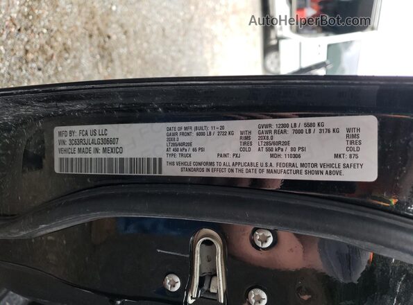 3C63R3JL4LG306607 2020 RAM 3500 Black Вид підкапотного простору
