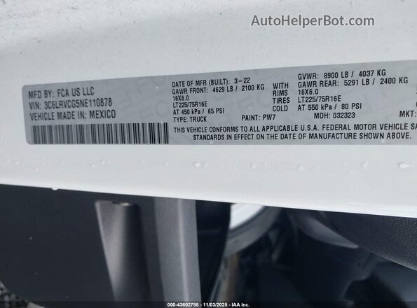 3C6LRVCG5NE110878 2022 RAM PROMASTER 2500 White Engine compartment view