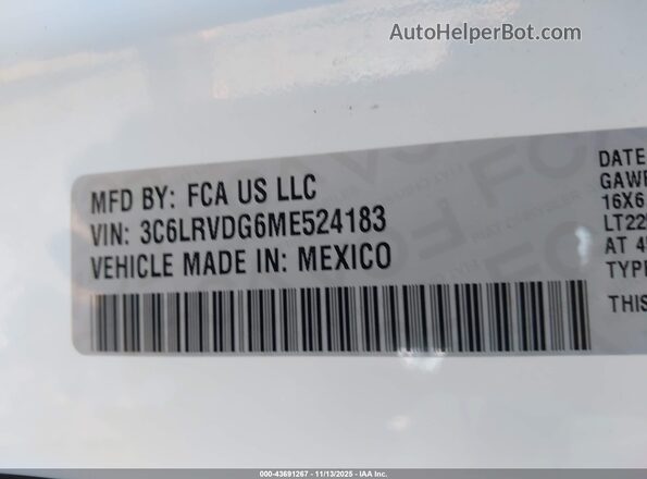 3C6LRVDG6ME524183 2021 RAM PROMASTER 2500 White Widok komory silnika