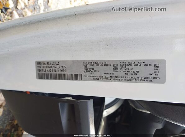 3C6LRVDG9ME547165 2021 RAM PROMASTER 2500 White ძრავის განყოფილების ხედი