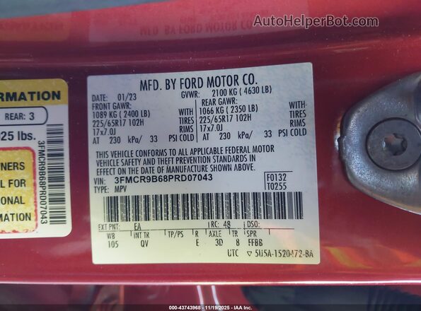 3FMCR9B68PRD07043 2023 FORD BRONCO SPORT Red Widok komory silnika