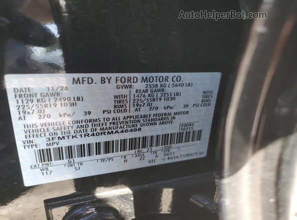 3FMTK1R40RMA46498 2024 FORD MUSTANG Black VIN կոդի պիտակի տեսք
