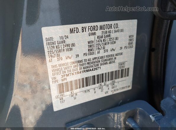 3FMTK1R41RMA42671 2024 FORD MUSTANG MACH-E Blue Engine compartment view