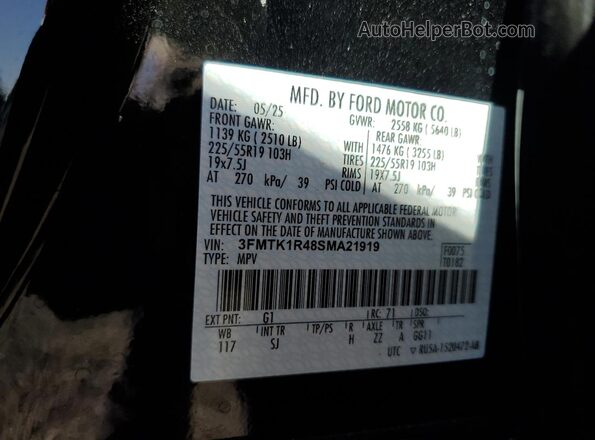 3FMTK1R48SMA21919 2025 FORD MUSTANG Black Սալոնի 360 աստիճան տեսք