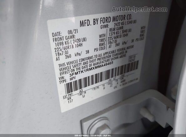 3FMTK1RMXMMA49465 2021 FORD MUSTANG MACH-E Gray Вид підкапотного простору