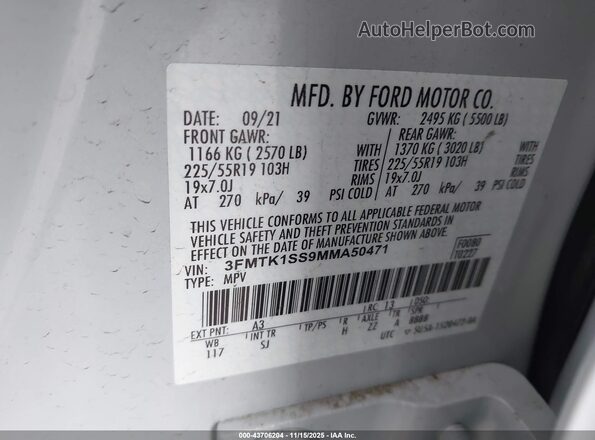 3FMTK1SS9MMA50471 2021 FORD MUSTANG MACH-E Gray Engine compartment view