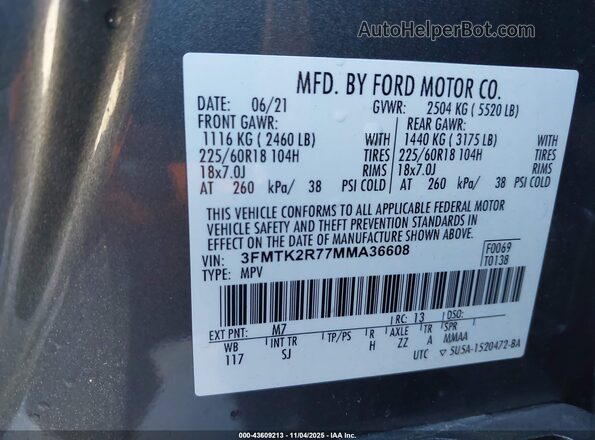 3FMTK2R77MMA36608 2021 FORD MUSTANG MACH-E White Engine compartment view