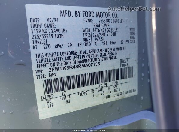3FMTK3R46RMA07135 2024 FORD MUSTANG MACH-E PREMI Gray Engine compartment view