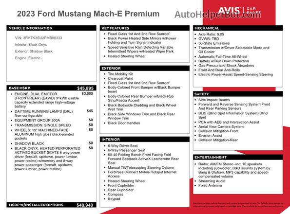 3FMTK3SU2PMB06333 2023 FORD MUSTANG MACH-E PREMI Black Engine compartment view