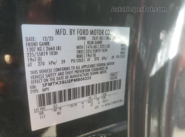 3FMTK3SU2PMB06333 2023 FORD MUSTANG MACH-E PREMI Black VIN sticker view
