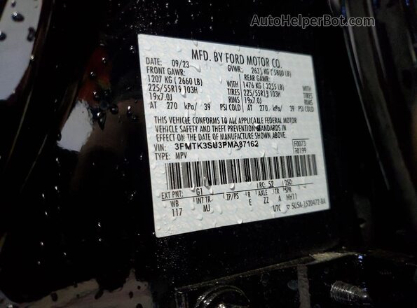 3FMTK3SU3PMA87162 2023 FORD MUSTANG MACH-E PREMI Black სალონის 360-გრადუსიანი ხედი